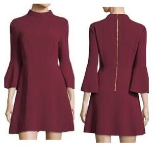 RACHEL‎ ZOE Califa Mock Neck Crepe Fit & Flare Mini Dress Sangria Red Sz 4